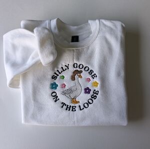 Silly goose embroidery sweatshirt